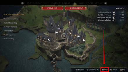 Hogwarts Legacy - Select Wait from Map Menu