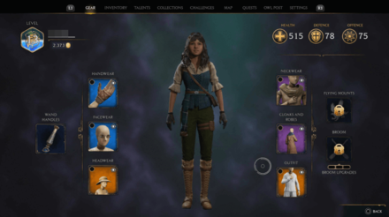 Hogwarts Legacy - Gear Menu