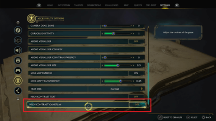 Hogwarts Legacy  - Turn Off High Contrast Gameplay