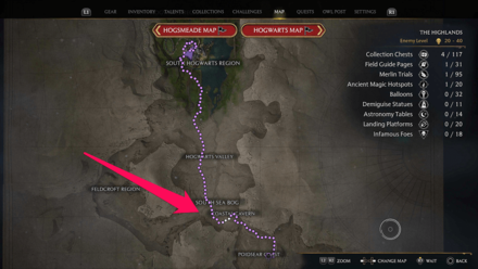 Hogwarts Legacy - Coastal Cavern Map View