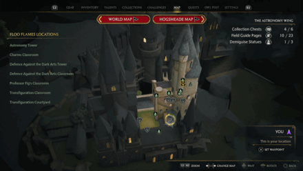 Astronomy Wing Defense Against Dark Arts Tower map