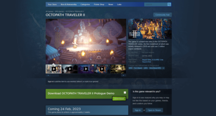 Octopath Traveler 2 - Steam Demo Page