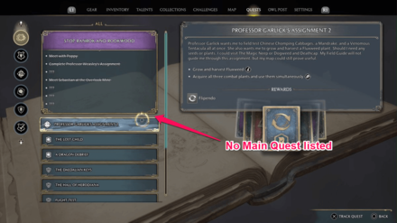 Hogwarts Legacy - No Main Quest