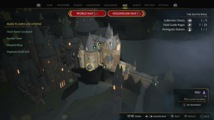 Hogwarts Legacy - South Wing Demiguise Statue Map Location