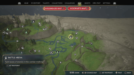Hogwarts Legacy - North Ford Bog Battle Arena Map Location