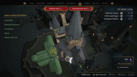 Hogwarts Legacy - Library Restricted Section Demiguise Statue Map Location