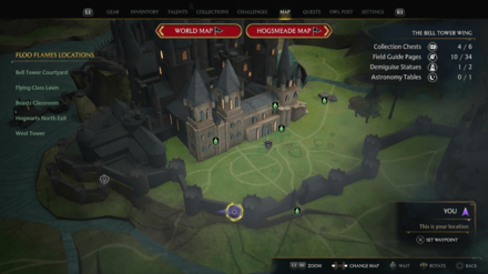 Hogwarts Legacy - Bell Tower Courtyard Demiguise Statue Map Location
