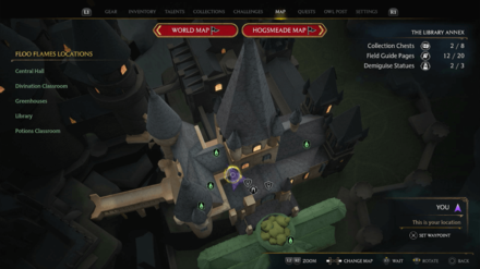 Hogwarts Legacy - Library Annex Long Gallery Demiguise Statue Map Location