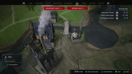 Hogwarts Legacy - House Across Brood and Peck Demiguise Statue Map Location