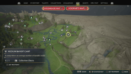 Hogwarts Legacy - Hogsmeade Valley Bandit Camp 2 Map Location
