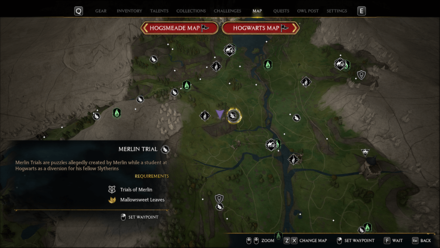 Hogwarts Legacy - Merlin Trial - Southeast of West Hogwarts Valley, within some ruins