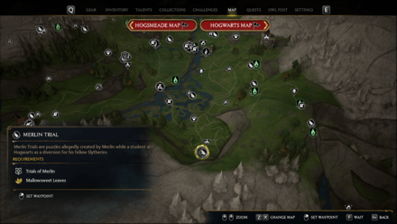 Hogwarts Legacy - Merlin Trial - Southwest of East South Sea Bog, near the mountains