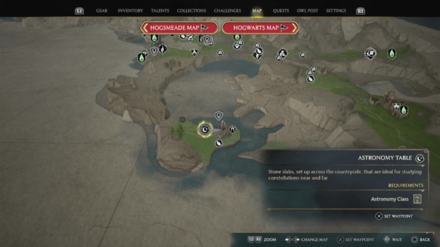 Hogwarts Legacy - Astronomy Tables - Sagittarius Map View