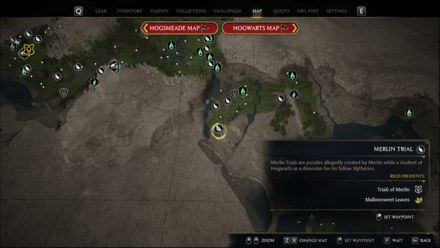 Hogwarts Legacy - Merlin Trial - Far Southwest of Poidsear Castle, atop some cliffs