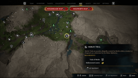 Hogwarts Legacy - Merlin Trial - Near the Tomb of Treachery, at the bottom of the Waterfall