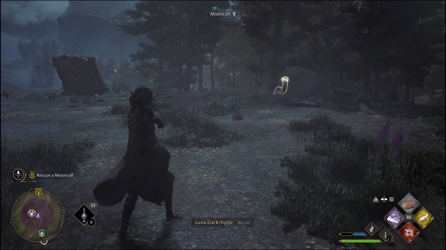 Hogwarts Legacy - using Accio on a Mooncalf