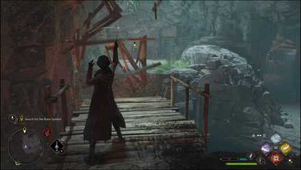 Hogwarts Legacy - Search for the Rune Symbol - using Reparo on a broken bridge