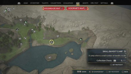 Hogwarts Legacy - Marunween Lake Region Bandit Camp 1 Map Location