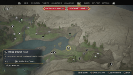 Hogwarts Legacy - Marunween Lake Region Bandit Camp 2 Map Location