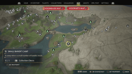 Hogwarts Legacy - Marunween Lake Region Bandit Camp 5 Map Location