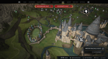 Hogwarts Legacy - Quidditch Pitch Broom Trial Map View