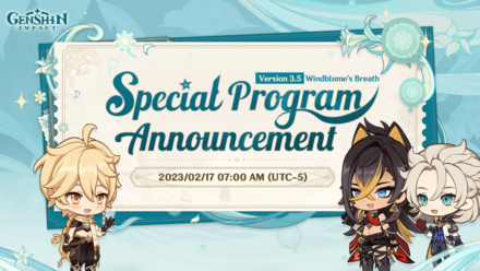 Genshin Impact - Version 3.5 Livestream Date and Countdown