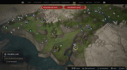 Hogwarts Legacy - Dugbog  Lair Feldcroft Region Map View