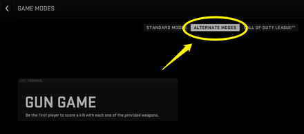 Modern Warfare 2 - Gun Game Alternate Modes Tab