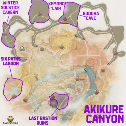 Akikure Canyon - Nightshade Monitor Locations