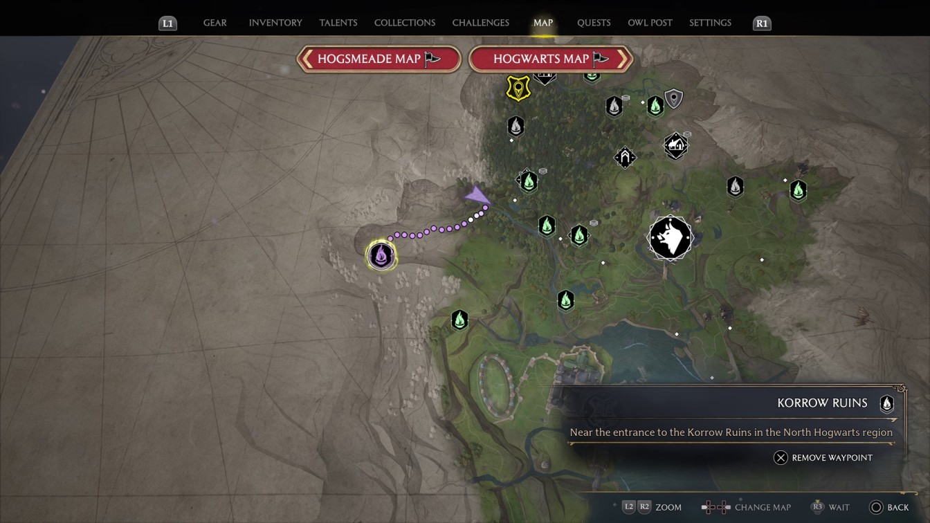 Hogwarts Legacy - Korrow Ruins location