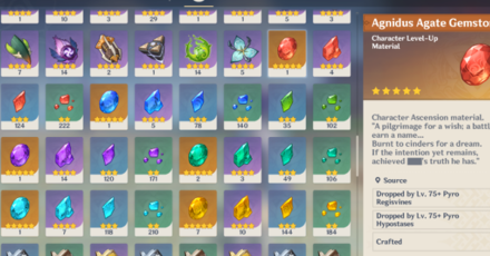 Genshin - Elemental Ascension Stones - inventory