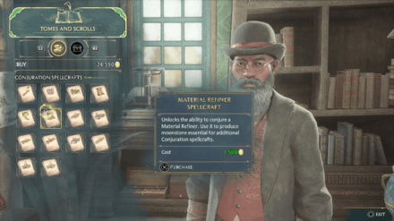 Hogwarts Legacy - Purchase the Material Refiner from Tomes and Scrolls