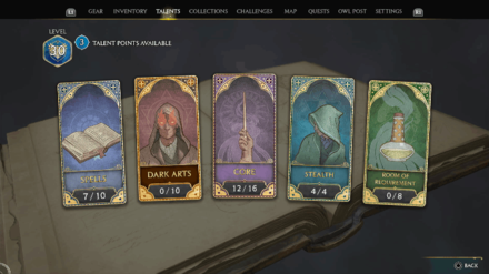 Hogwarts Legacy - Talents Menu