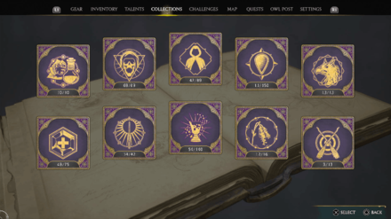 Hogwarts Legacy - Collections Menu