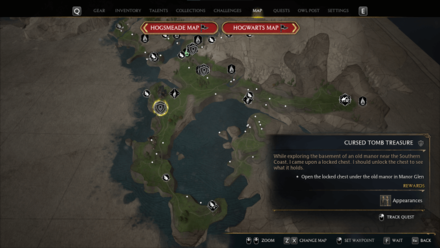 Hogwarts Legacy - Cursed Tomb Treasure Map Location
