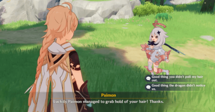 Genshin - The Outlander Who Caught the Wind - Forest Rendezvous - Talk to Paimon