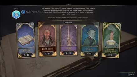 Hogwarts Legacy - Talents screen