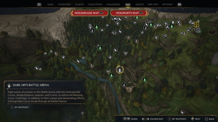 Hogwarts Legacy Top - Dark Arts Battle Arena Map View