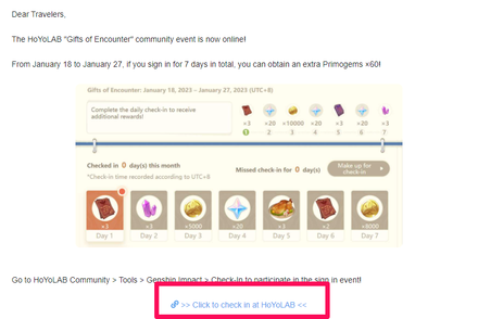 Genshin - Gifts of Encounter HoYoLAB Page