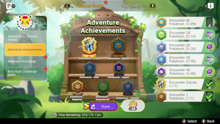 Pokemon UNITE - Adventure Achievements