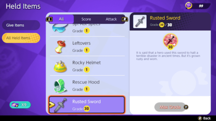 Pokemon UNITE - Rusted Sword Held Item No Stat