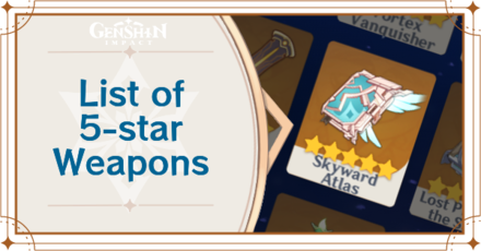 Genshin Impact List of 5-star Weapons