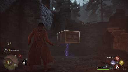 Hogwarts Legacy - using a levitated crate as a step