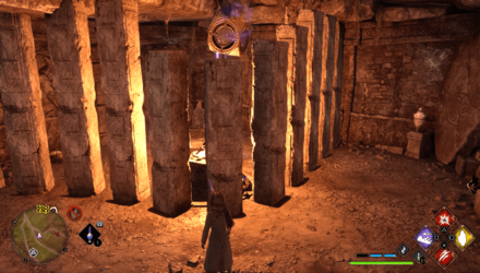 Hogwarts Legacy - Use Wingardium Leviosa to Place Cube on the Platform Behind Pillars