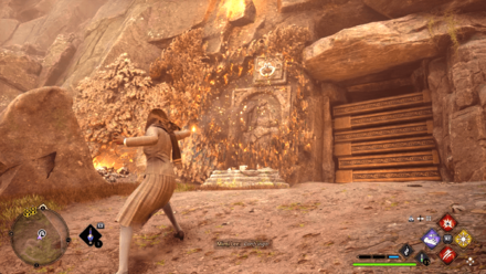 Hogwarts Legacy - Use Confringo on the vines to Accio the two levers