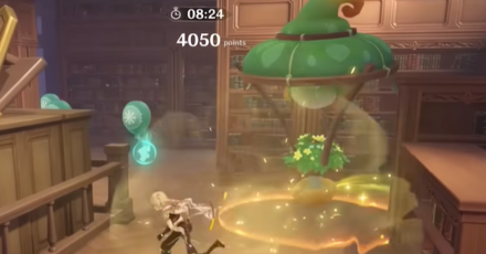 Genshin - Floral Pursuit - Stay away from Ersatz Balloons to avoid taking damage and return to the start