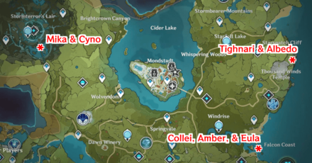 Genshin - Windblume Festival 2023 Character Locations - Mondstadt