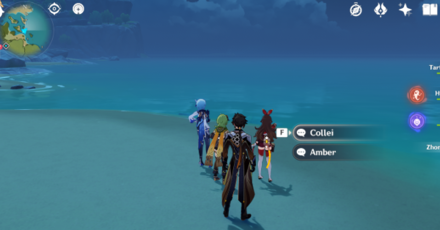 Genshin - Windblume Character Locations - Eula Amber and Collei in Falcon Coast