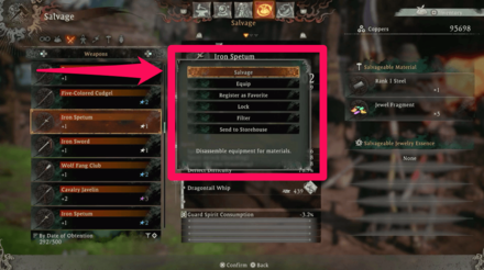 Wo Long Fallen Dynasty - Confirm Salvage Weapon