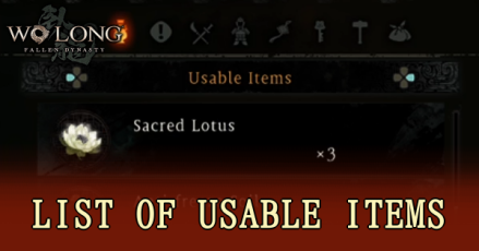 List of Usable Items - Top Banner